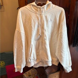 Victorias Secret Pink Cream Rhinestone Zip Up Hoodie